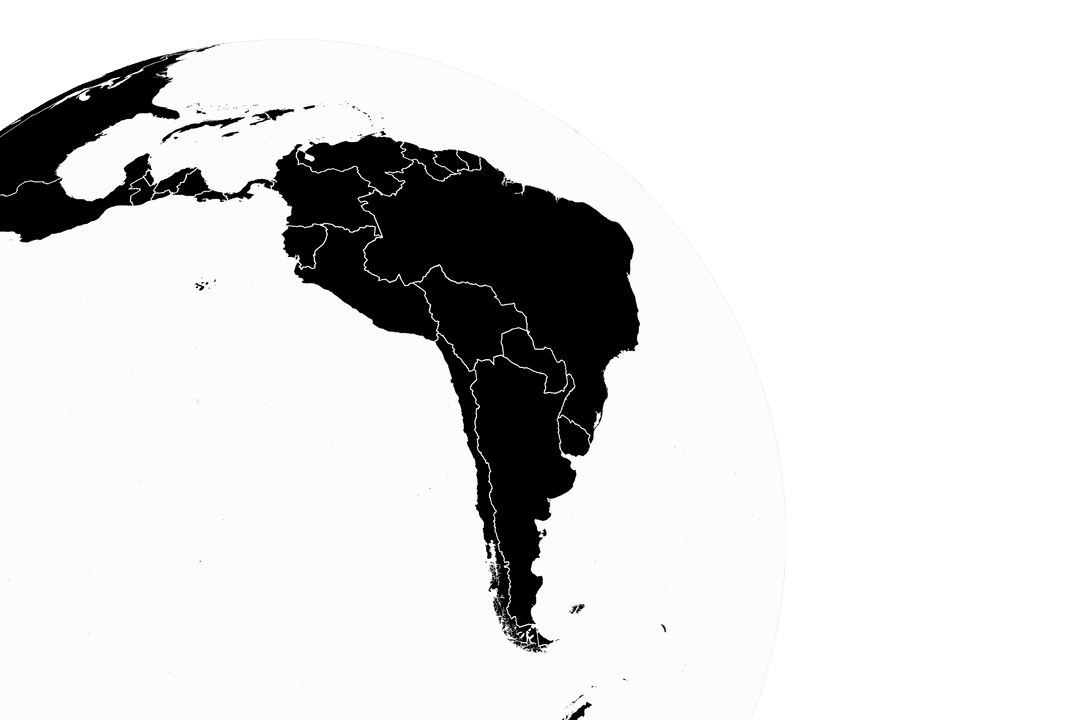 Digital Illustration of South America on Transparent Globe