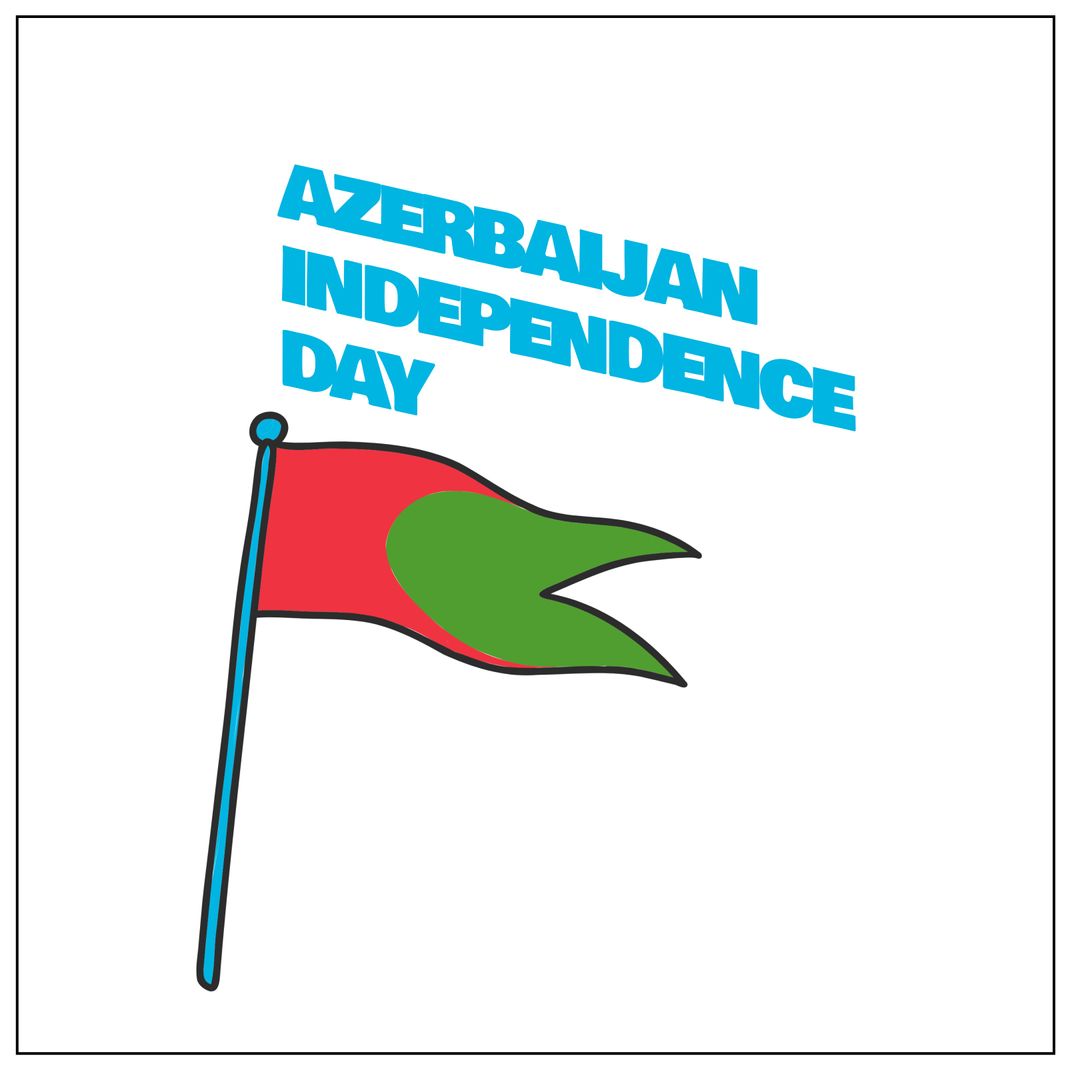 Azerbaijan Independence Day Celebration with National Flag