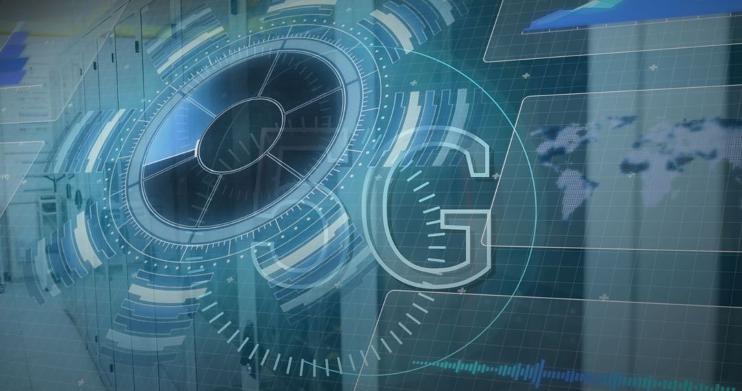 Futuristic Digital Interface Concept in Data Center Environment