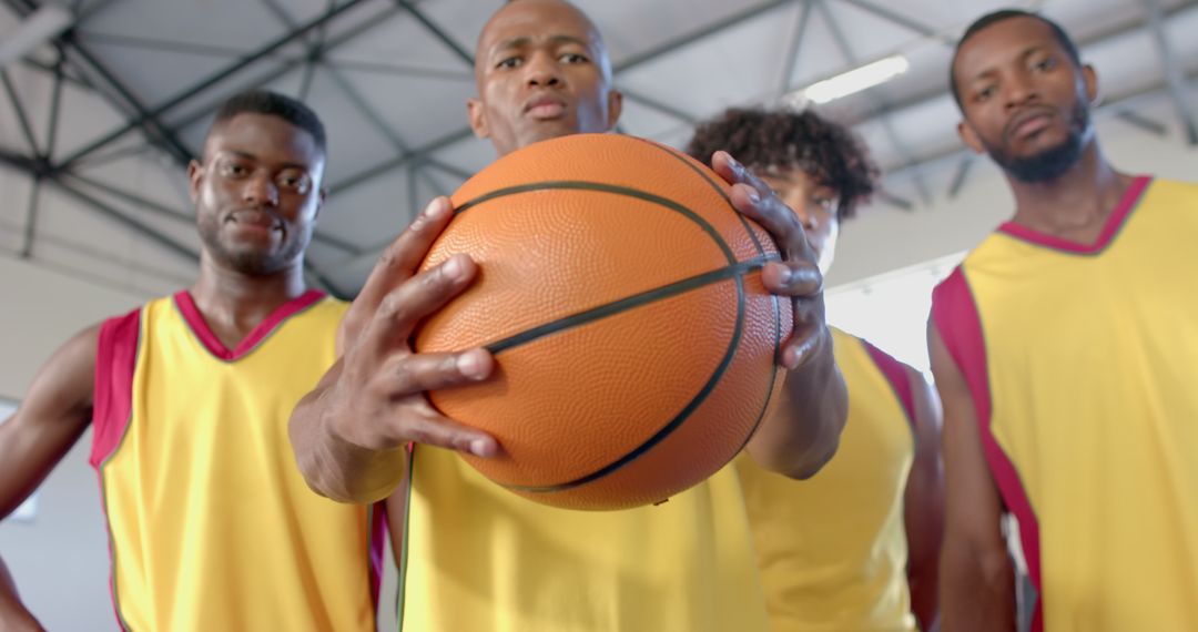 Determined Basketball Team Ready to Play with Unity