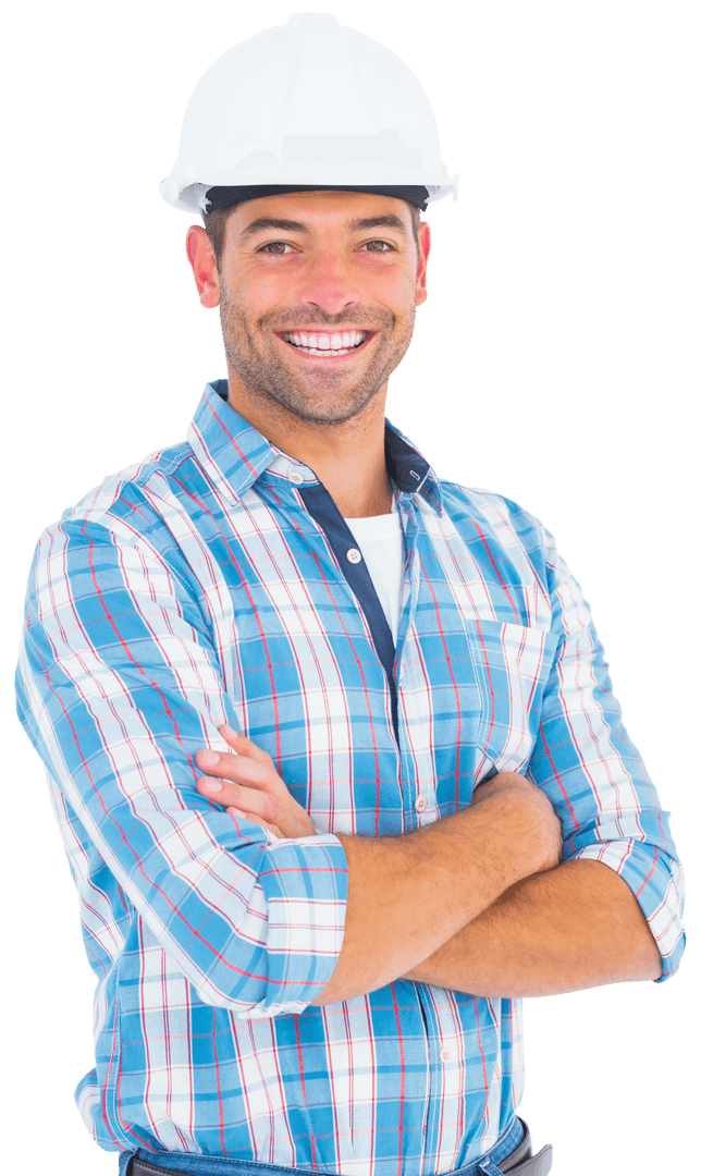 Confident Construction Worker Transparent Background