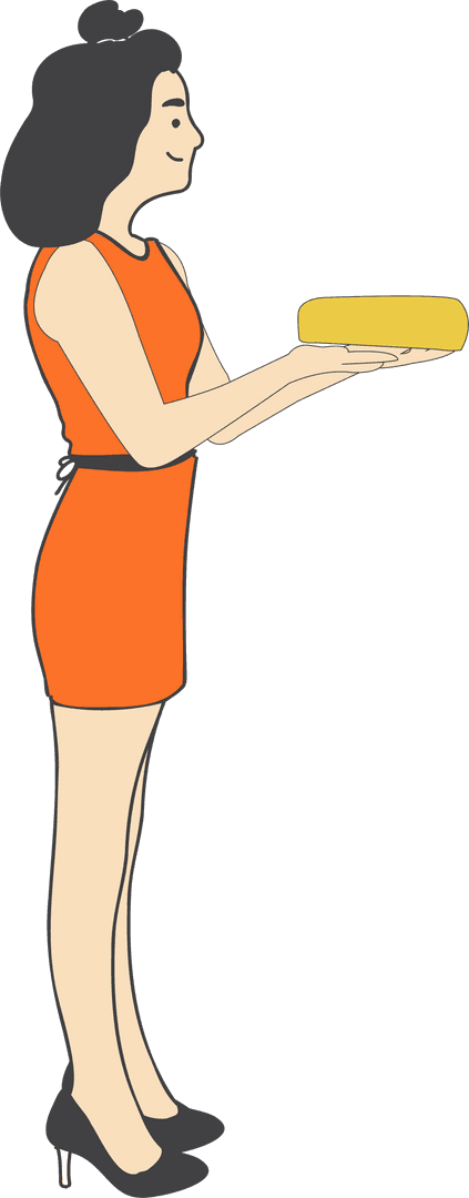 Woman with Transparent Object in Minimalist Illustration