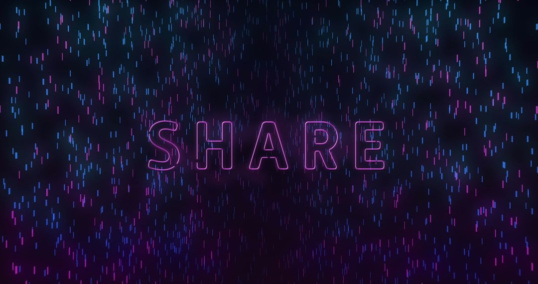 Neon Share Text with Digital Rain Effect on Dark Background