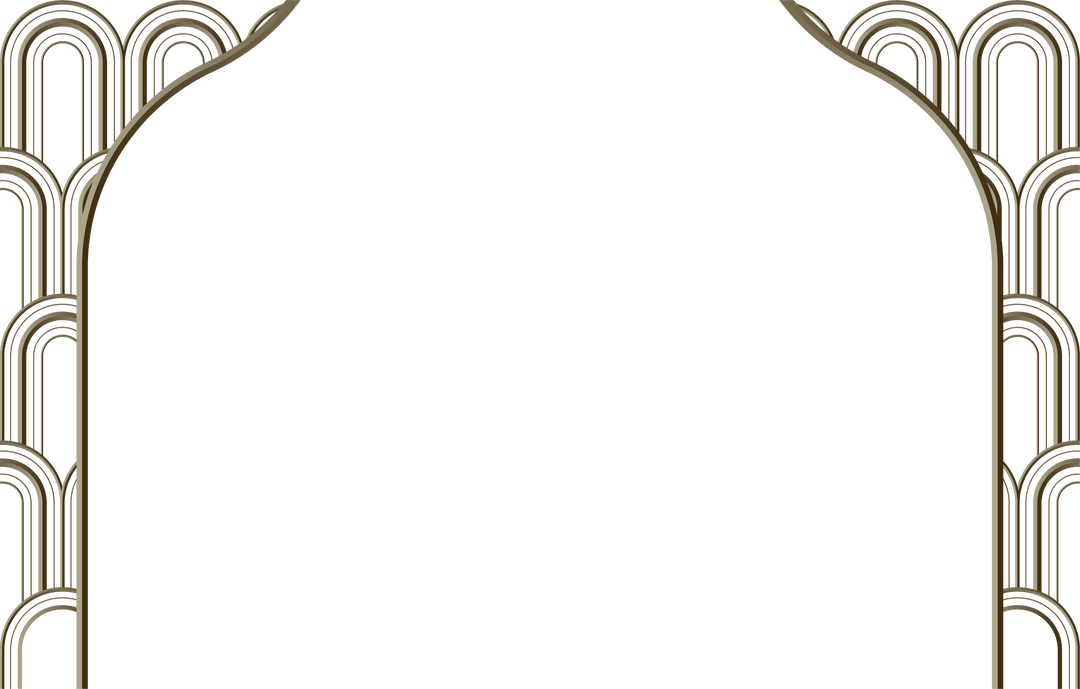 Elegant Gold and Teal Arch Decoration on Transparent Background