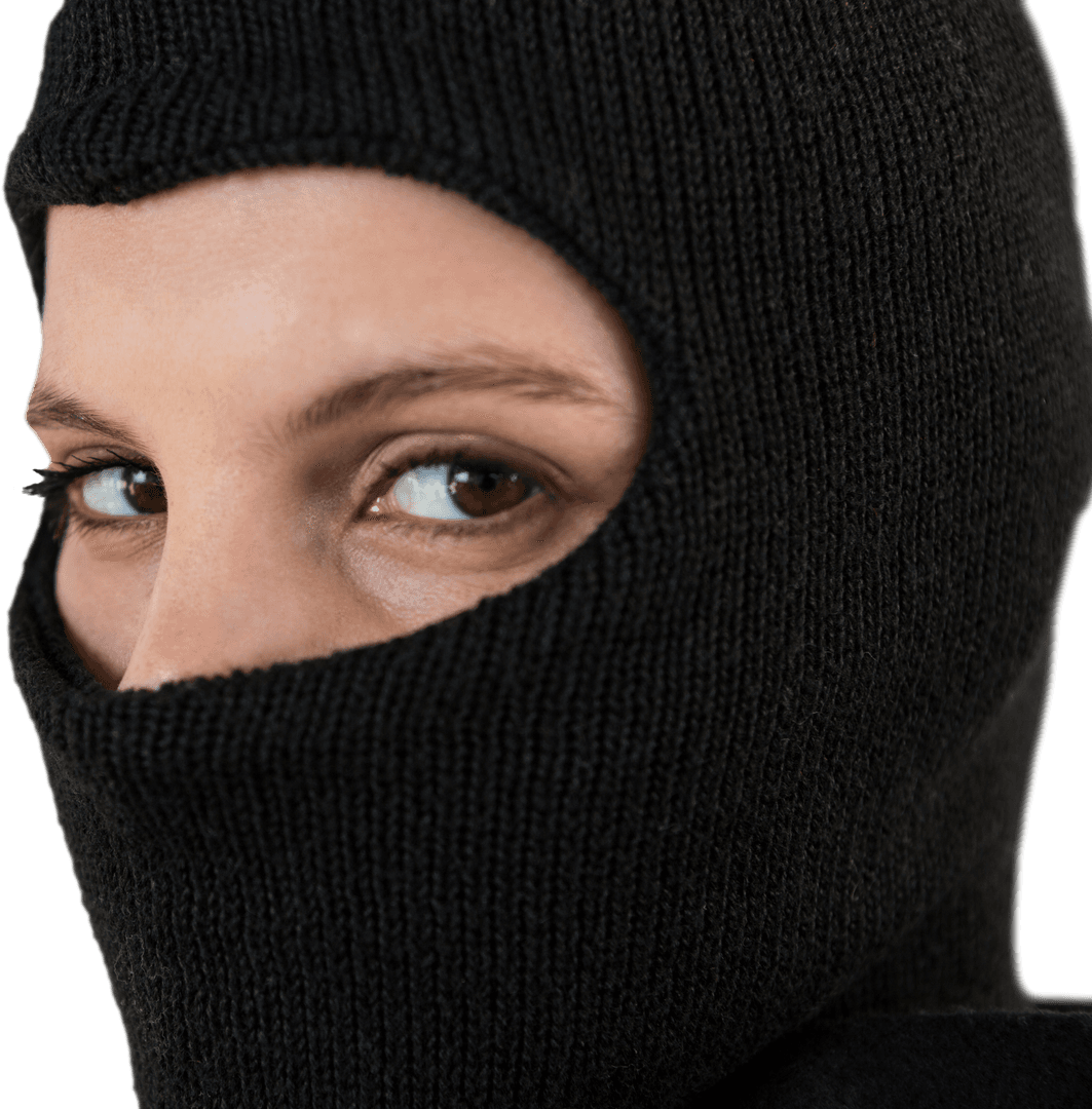 Transparent View of Woman in Black Balaclava