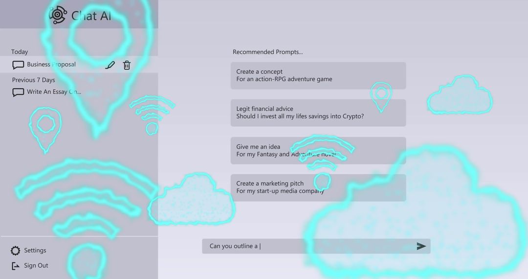 Cloud Technology and Wi-Fi Icons Overlay Business Proposal Interface