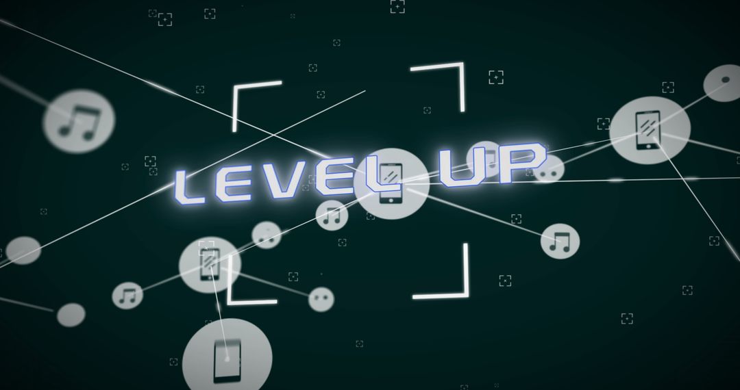 Level Up Text with Digital Connections and Music Icons