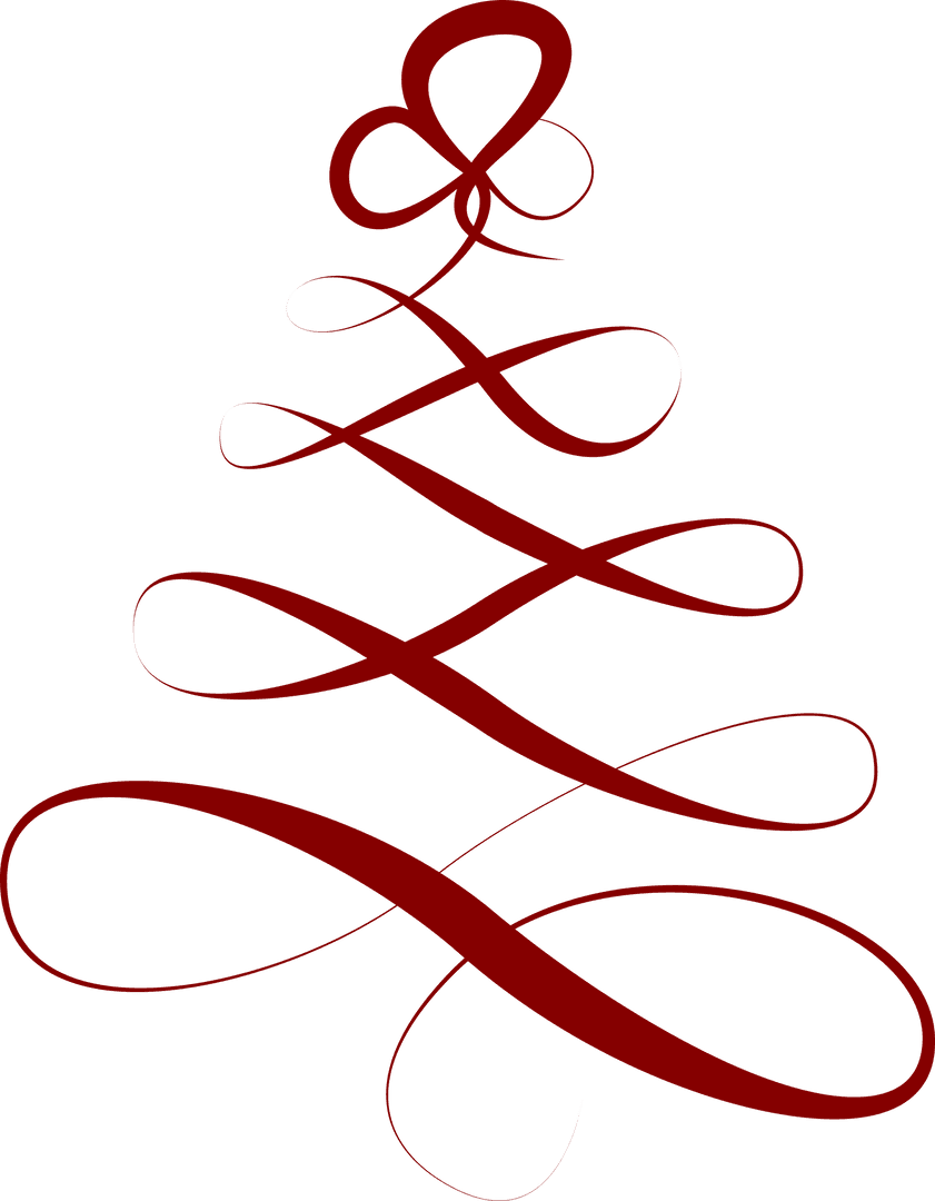 Elegant Red Christmas Tree on Transparent Background