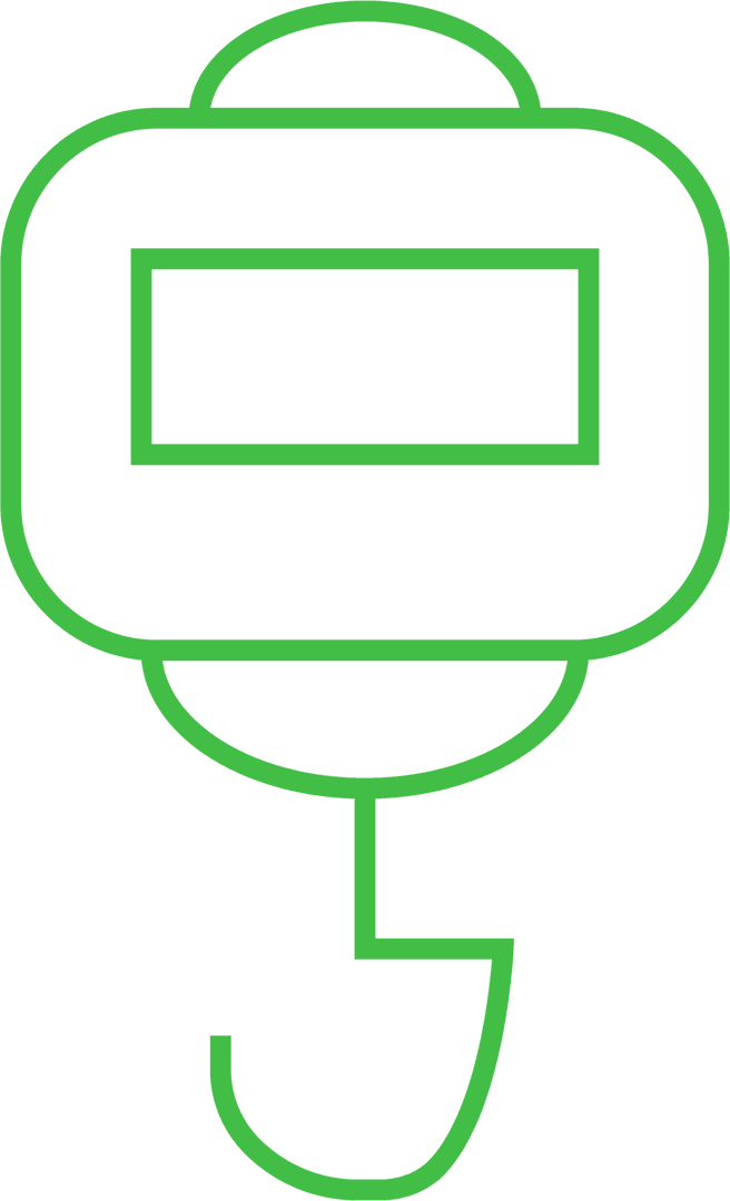 Green Digital Illustration of Hook Shape on Transparent Background