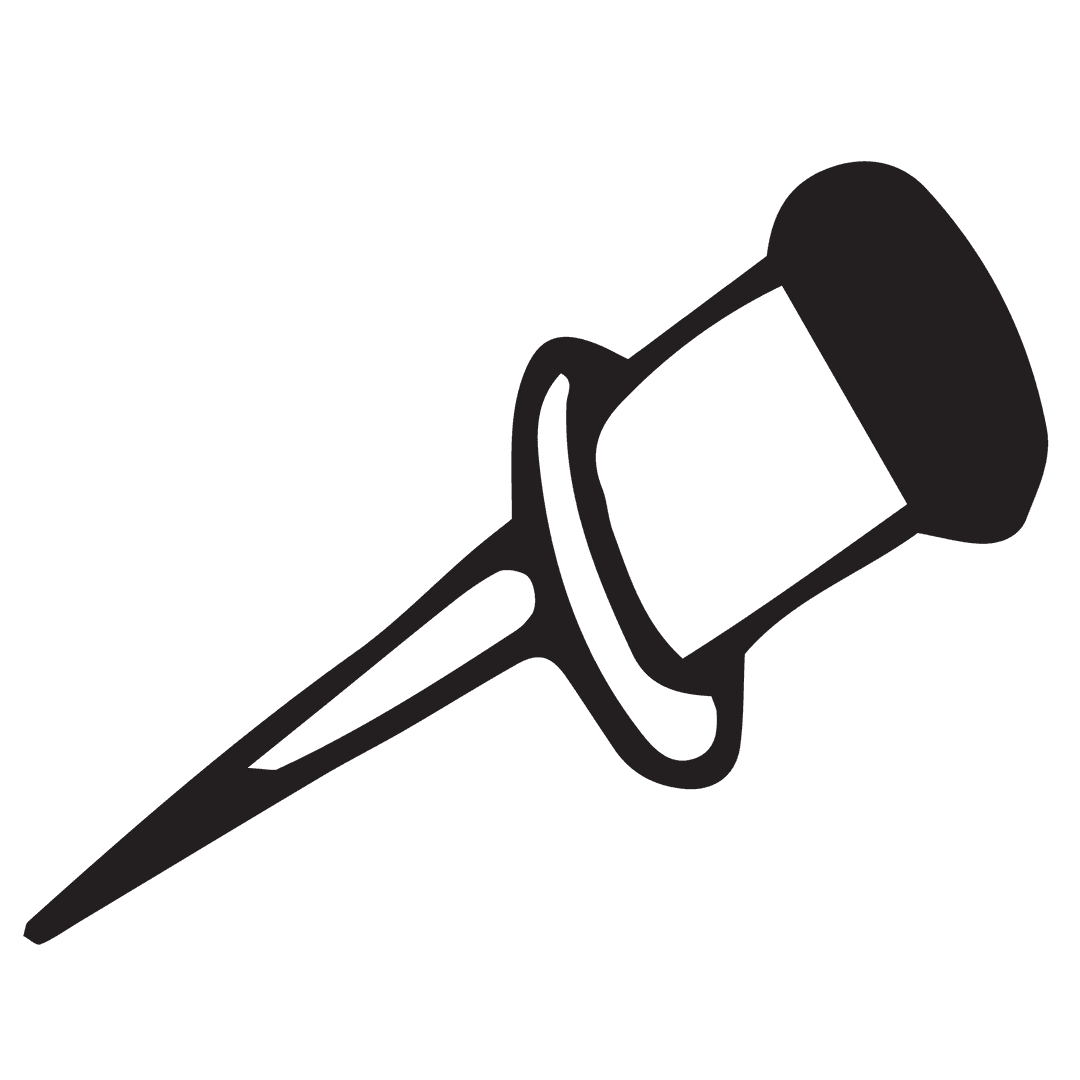 Silhouette of Transparent Thumbtack Icon on Black Background