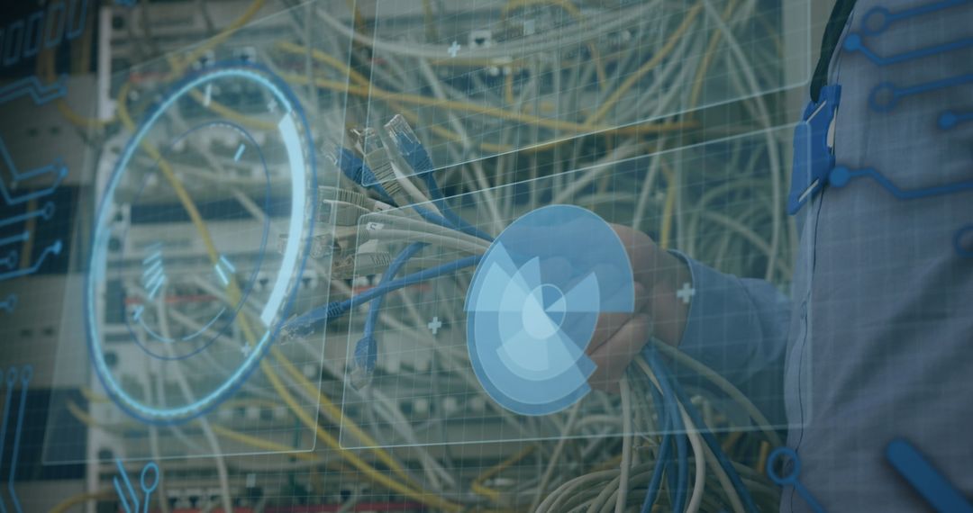 Engineer Analyzing Data Streams in Modern Sever Room