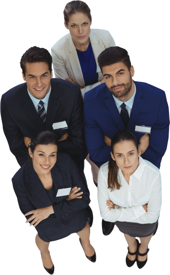High Angle View Transparent Diverse Business Team Standing with Confidence