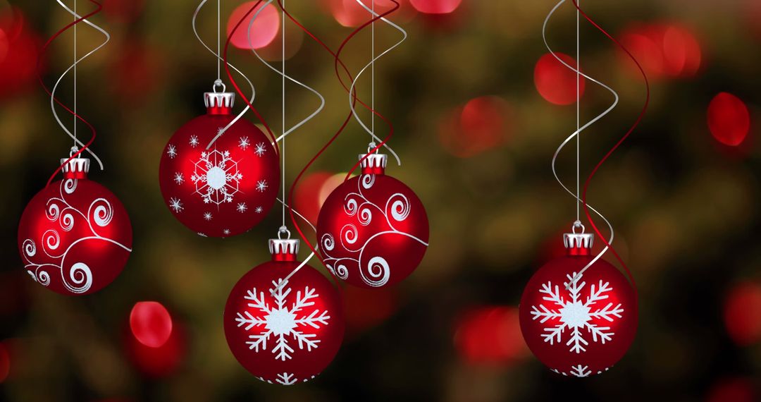 Elegant Red Christmas Ornaments with Snowflake and Swirl Patterns