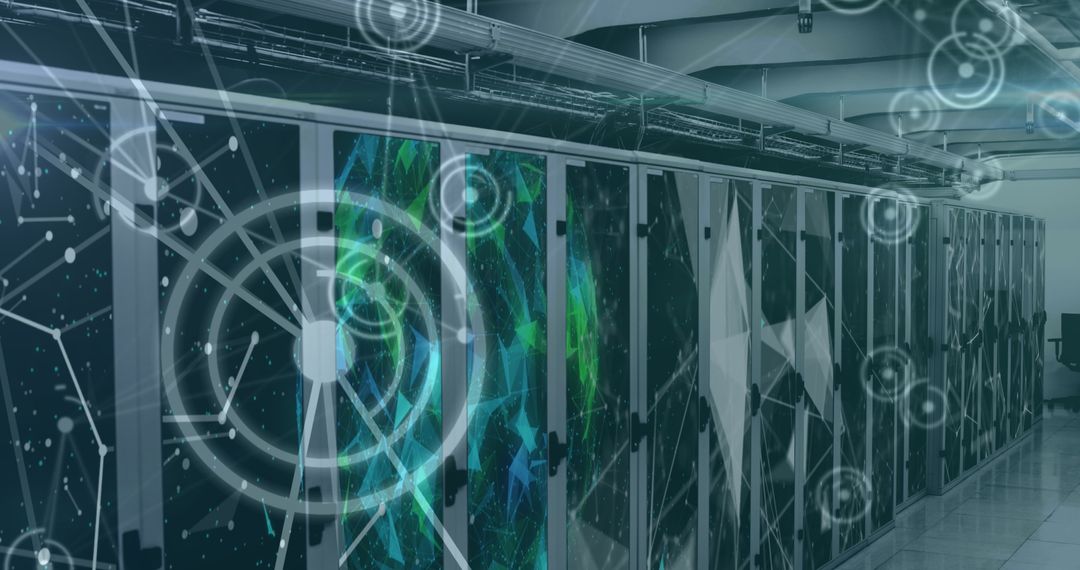 Abstract Digital Network Over Modern Technology Server Room