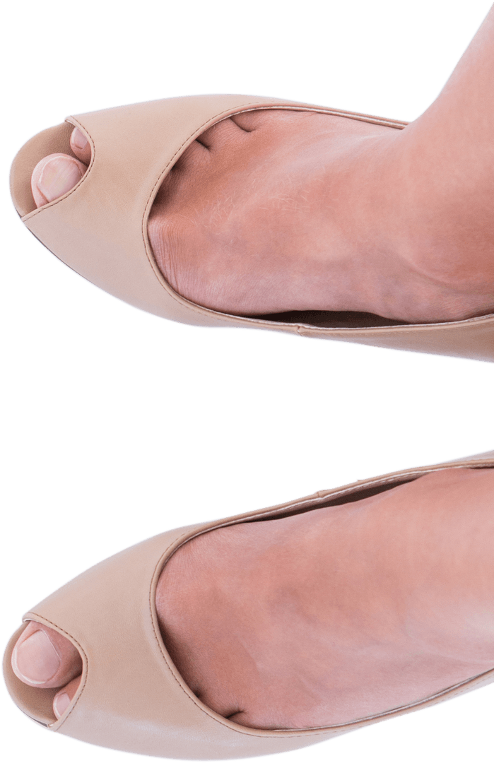 Transparent Background Peep Toe Shoes on Woman's Feet