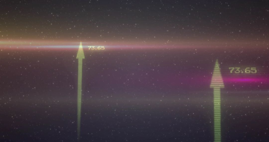 Futuristic Data Visualization with Arrows over Starry Background