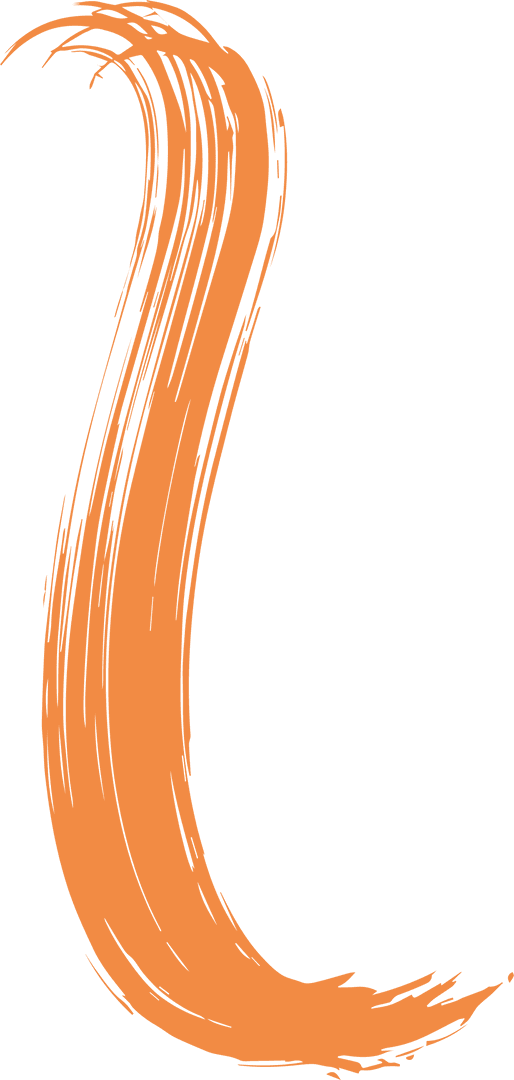 Dynamic Translucent Orange Brushstroke on Transparent Background