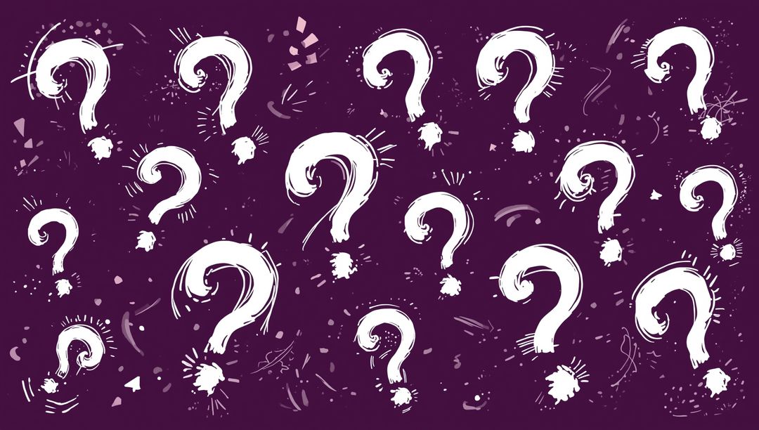 Abstract White Question Marks on Purple Artistic Background