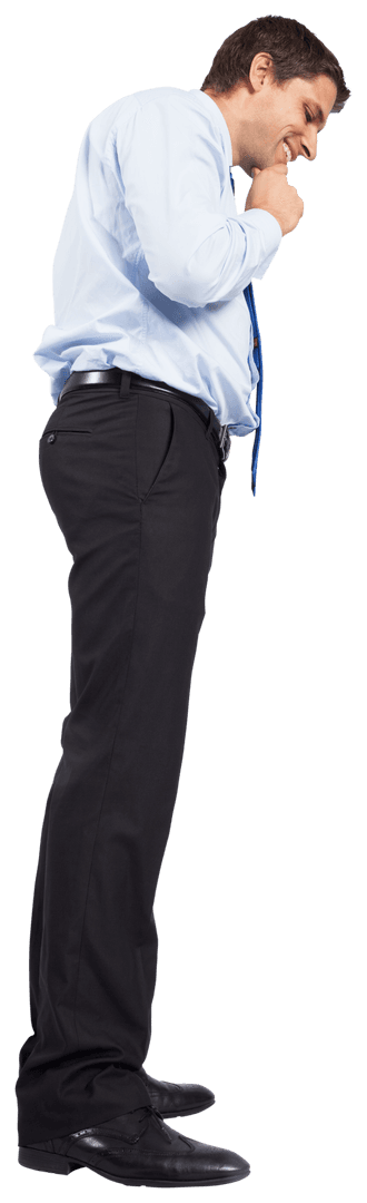 Caucasian Businessman Smiling in Transparent Pose for Corporate Design