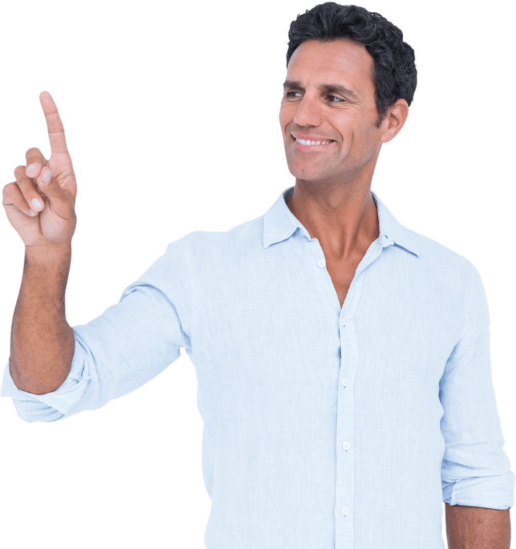 Smiling Man Pointing Forward on Transparent Background - Download Free Stock Images Pikwizard.com