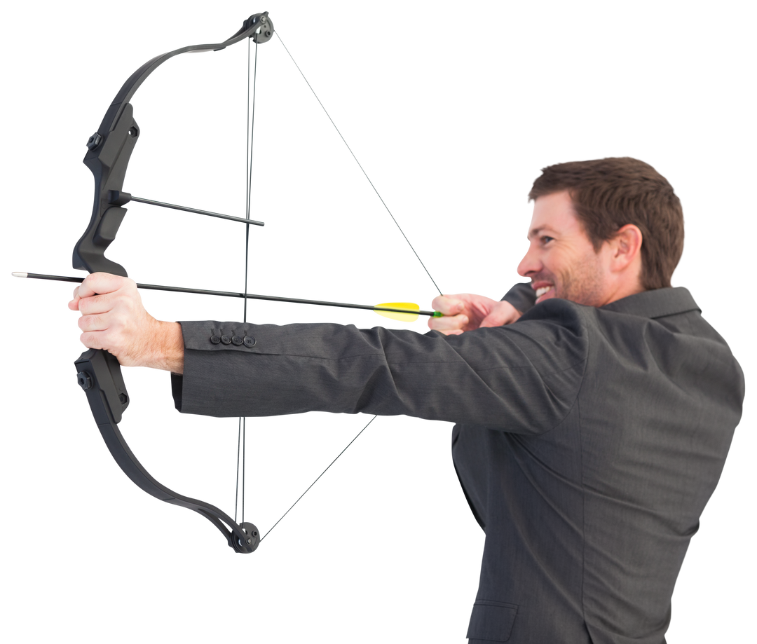 Businessman in Suit Shooting Transparent Bow and Arrow - Download Free Stock Images Pikwizard.com