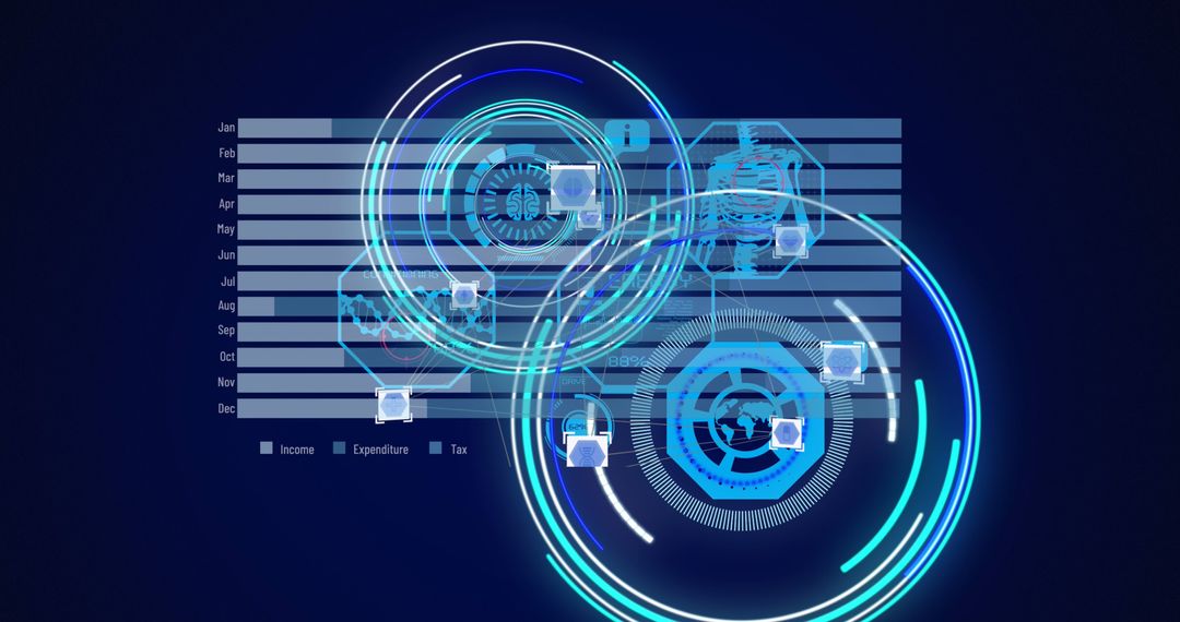 Data Processing Circles on Graph with Futuristic Design