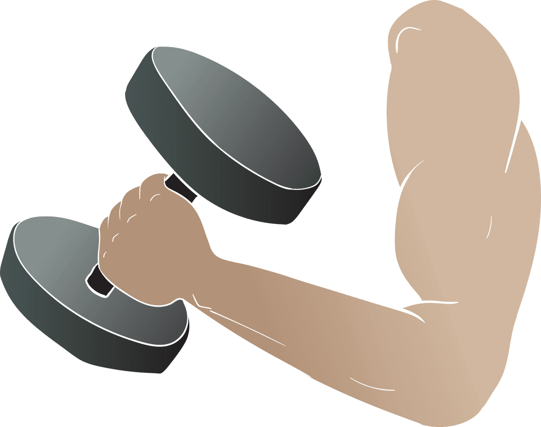 Transparent Vector of Hand Lifting Dumbbell Representing Fitness Strength