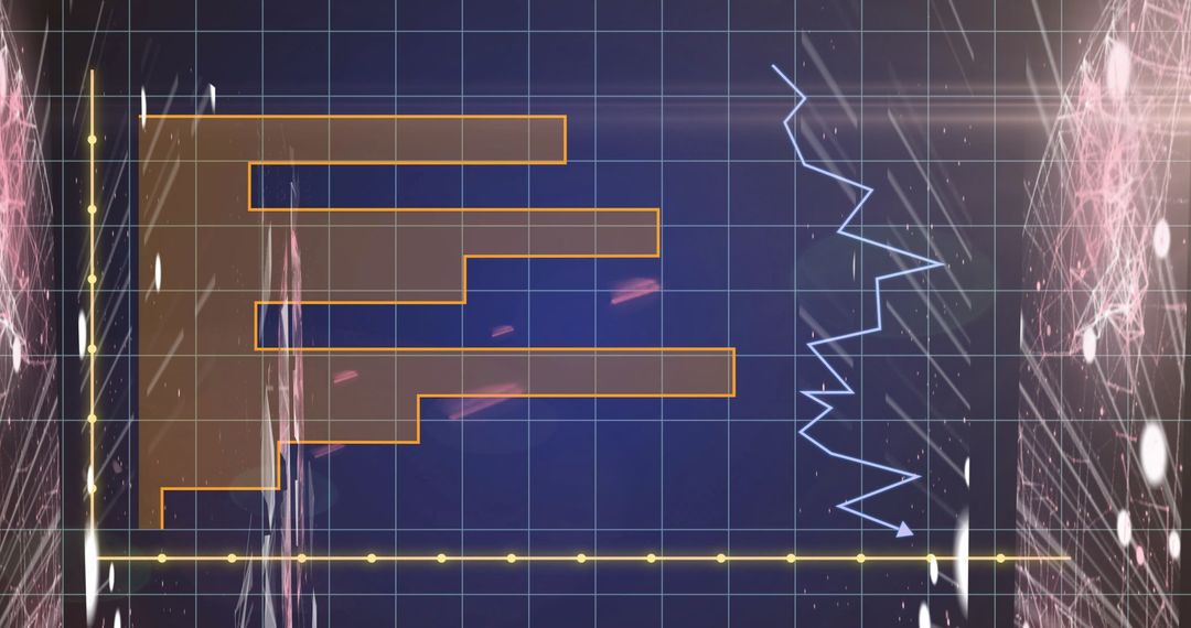 Futuristic Data Visualization Dashboard with Bar and Line Graphs