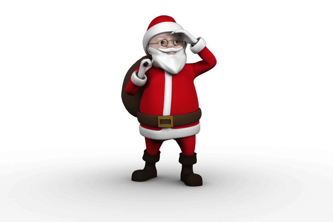 Digital Santa Claus Waving Transparent Background PNG Art
