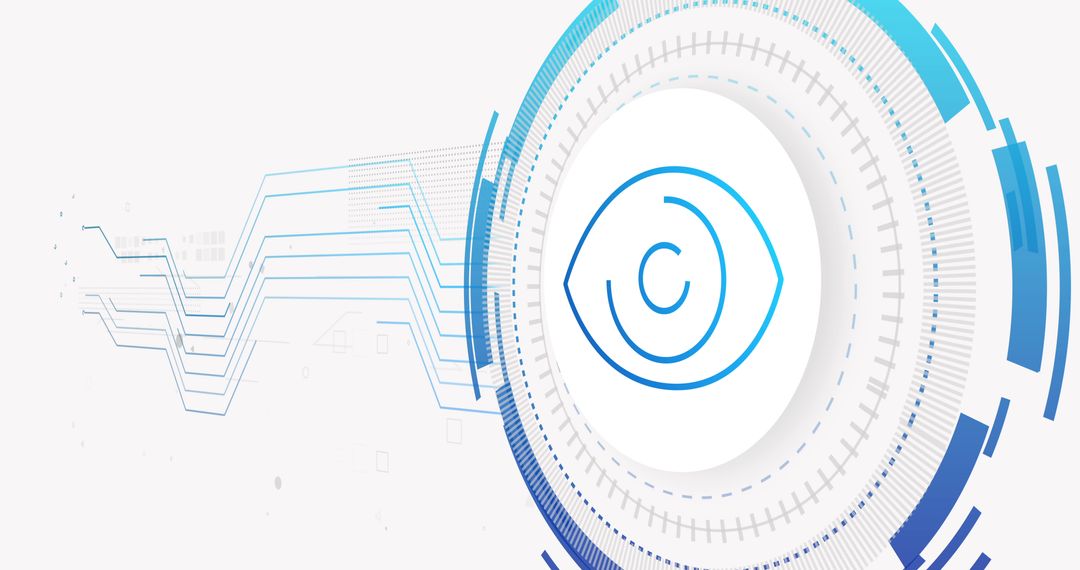 Abstract Cybersecurity Eye Icon with Digital Interface Elements