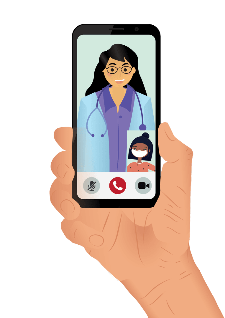 Video Call with Doctor on Smartphone Transparent Background