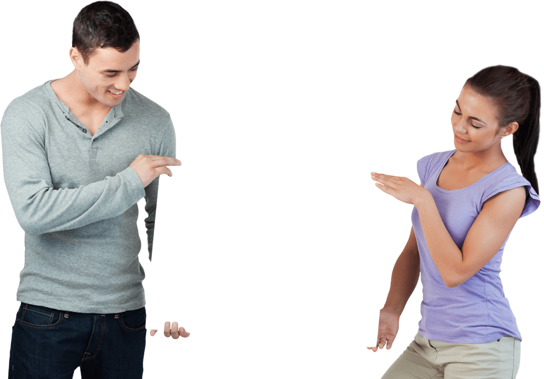 Happy Couple Engaging in Playful Interaction on Transparent Background
