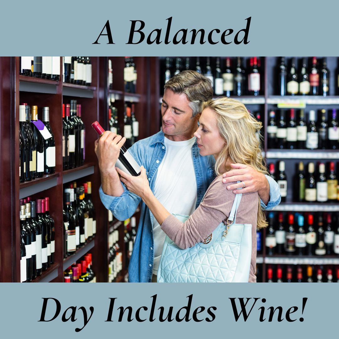 Couple Shopping in Wine Store Emphasizing Wine in Daily Life