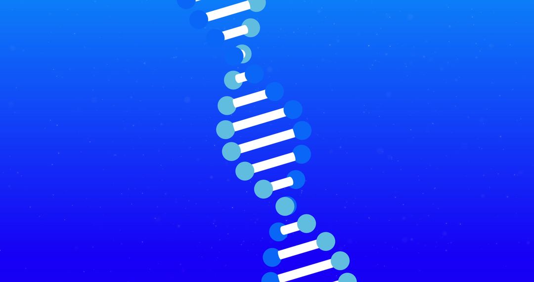 3D Spinning DNA Helix on Blue Background for Genetic Science Concept