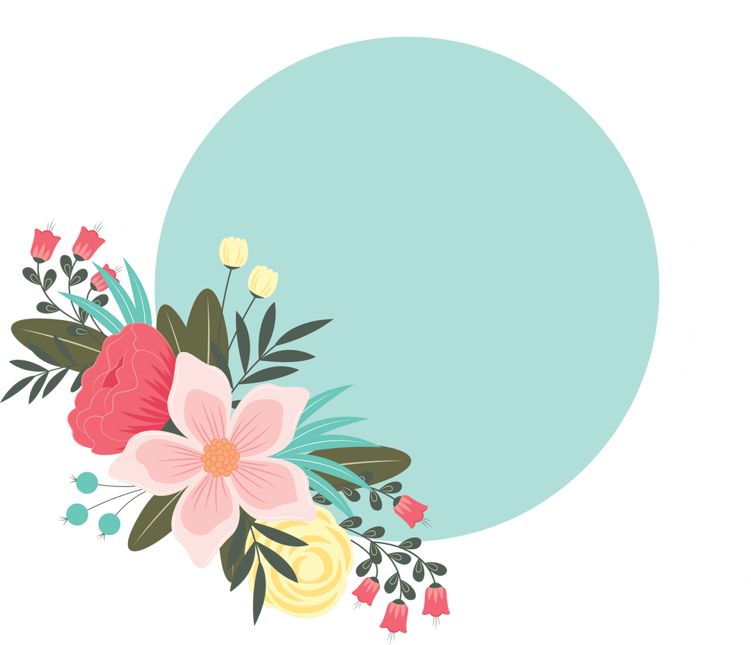 Decorative Speech Bubble with Floral Arrangement on Transparent Background