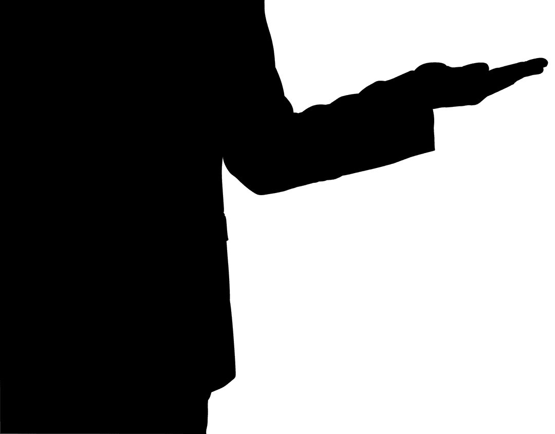 Transparent Silhouette Businessman Raising Hand