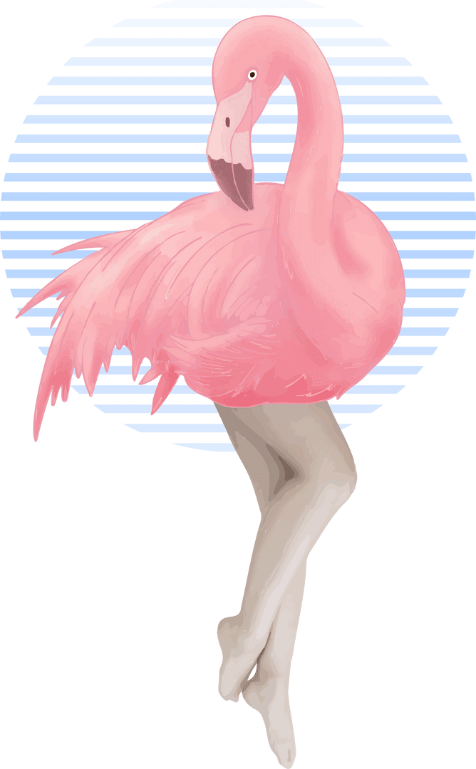 Elegant Surreal Flamingo-Human Hybrid in Transparent Minimalistic Style