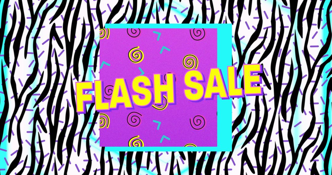 Colorful Retro Zebra Print Flash Sale Banner - Free Images, Stock Photos and Pictures on Pikwizard.com