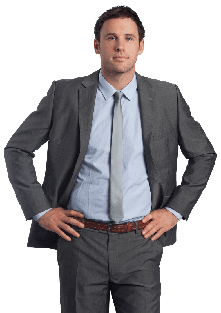 Confident Young Professional Man in Suit Looking Assertive Transparent Background