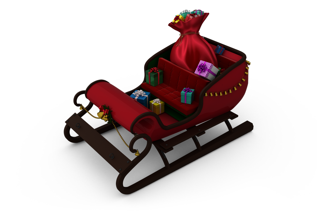 Transparent Christmas Sleigh with Gift Sack Full of Presents and LED Lights - Download Free Stock Images Pikwizard.com