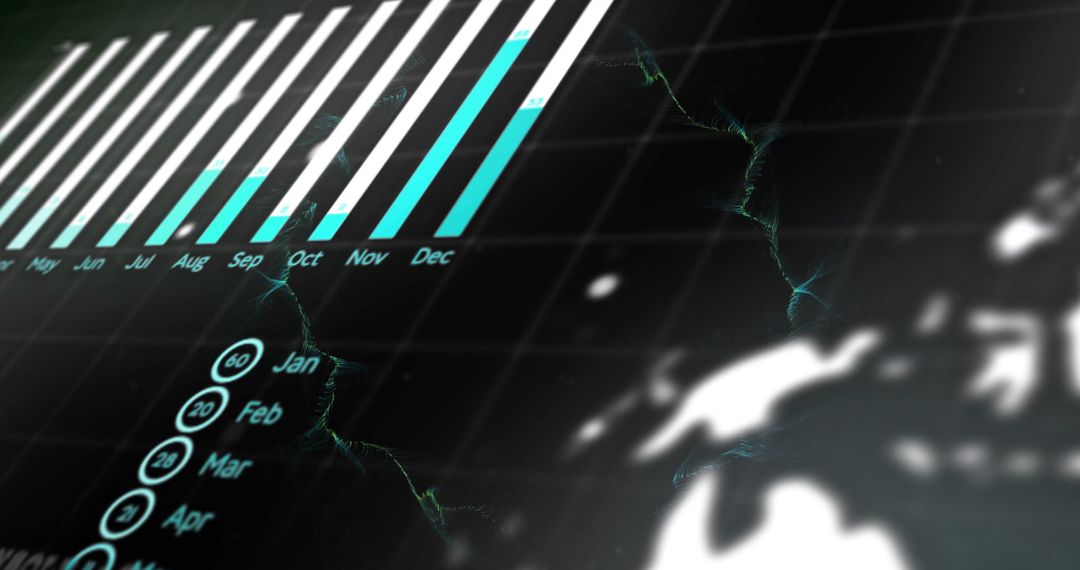 Data Processing Interface with Graphs and Diagrams on Dark Background