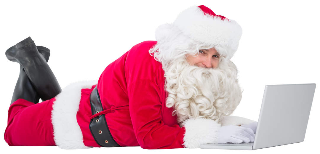 Transparent Happy Santa Claus Using Laptop for Online Christmas Shopping - Download Free Stock Images Pikwizard.com