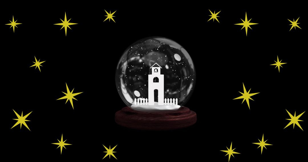 Christmas Snow Globe with Winter Church Scene on Black Background - Free Images, Stock Photos and Pictures on Pikwizard.com