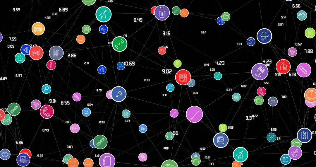 Digital Network with Colorful Interface Icons