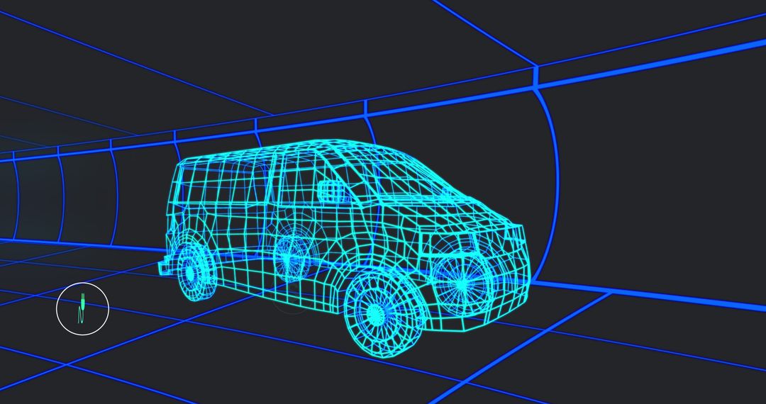 3D Blueprint of Futuristic Van Design in Digital Environment