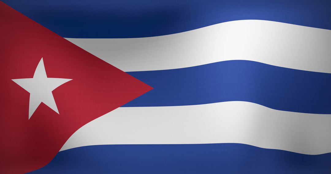 Waving Cuban Flag in Motion Rich Colors National Symbol
