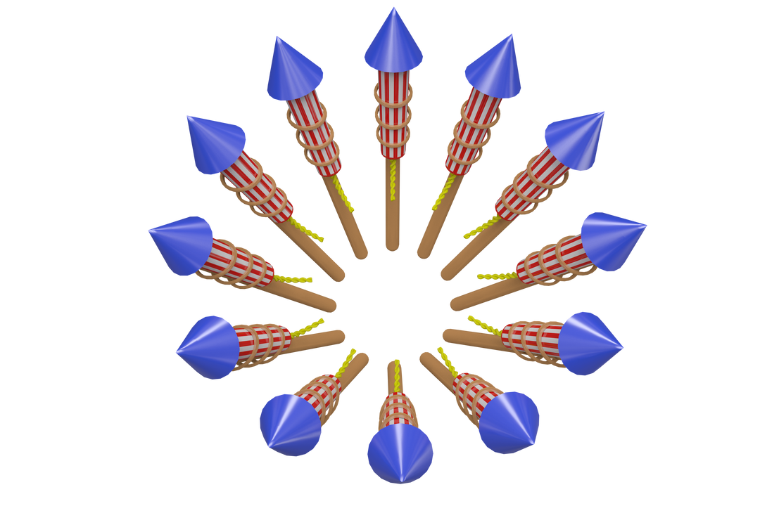 Circle of Colorful Firework Rockets in Transparent Background for Celebrations - Download Free Stock Images Pikwizard.com