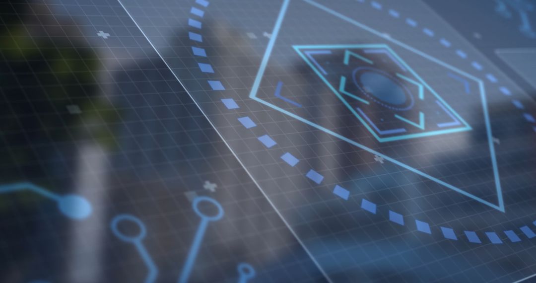 Glowing 3D Holographic Interface with Dynamic Hexagon and Network