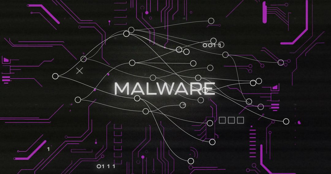 Cybersecurity Conceptual Graphic with Malware Text