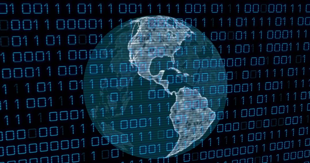Globe in Binary Code Representing Global Digital Network - Free Images, Stock Photos and Pictures on Pikwizard.com